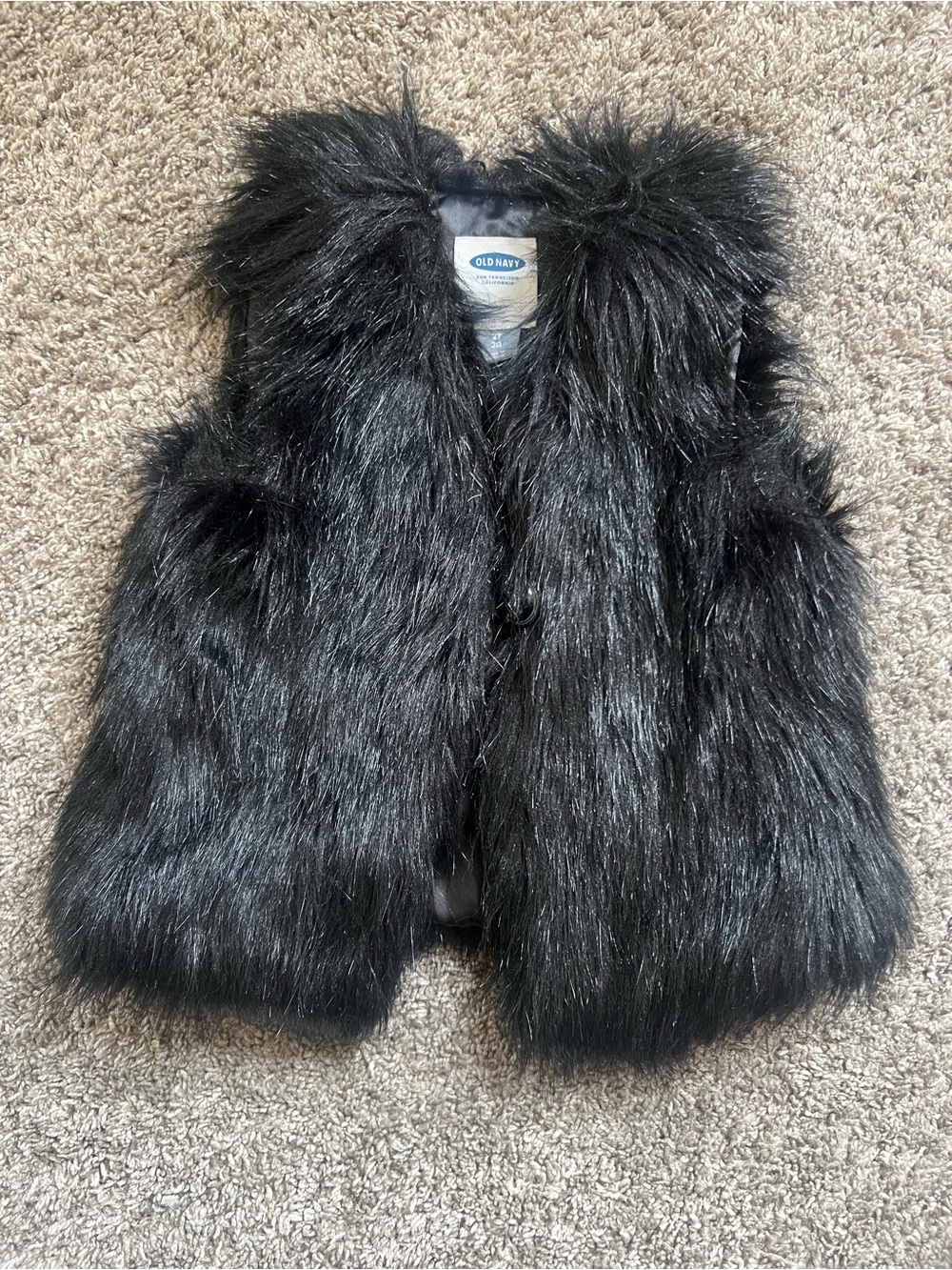 Old Navy Black Faux-Fur Sleeveless Vest